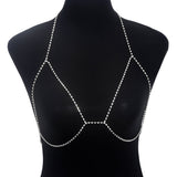 Rhinestone chain chest chain super flash sxy rhinestone halter neck body chain - Negative Apparel