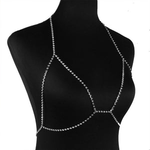 Rhinestone chain chest chain super flash sxy rhinestone halter neck body chain - Negative Apparel