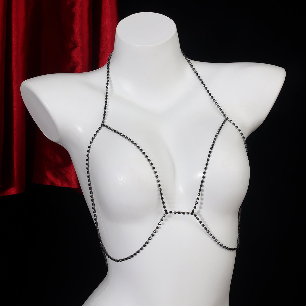 Rhinestone chain chest chain super flash sxy rhinestone halter neck body chain - Negative Apparel