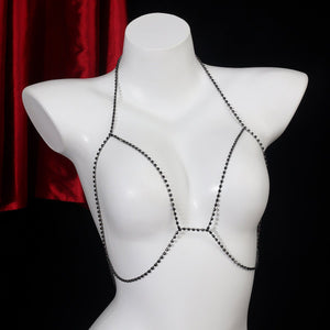 Rhinestone chain chest chain super flash sxy rhinestone halter neck body chain - Negative Apparel