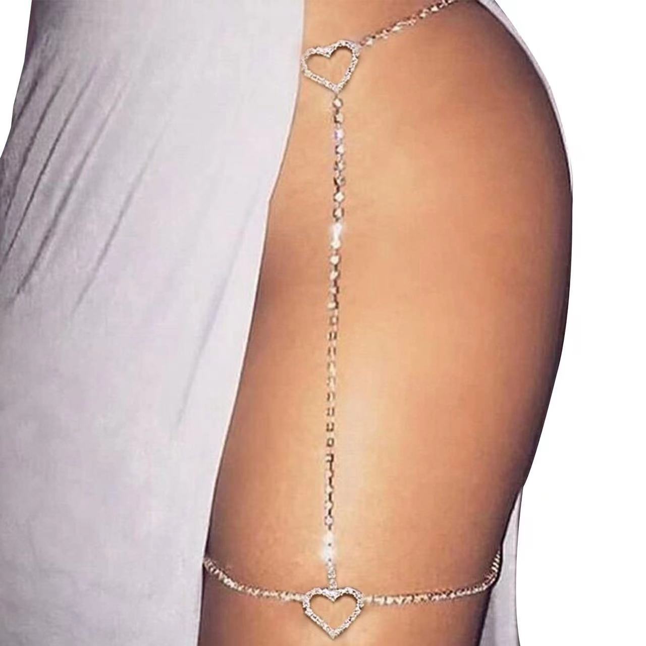 Rhinestone heart leg chain - Negative Apparel