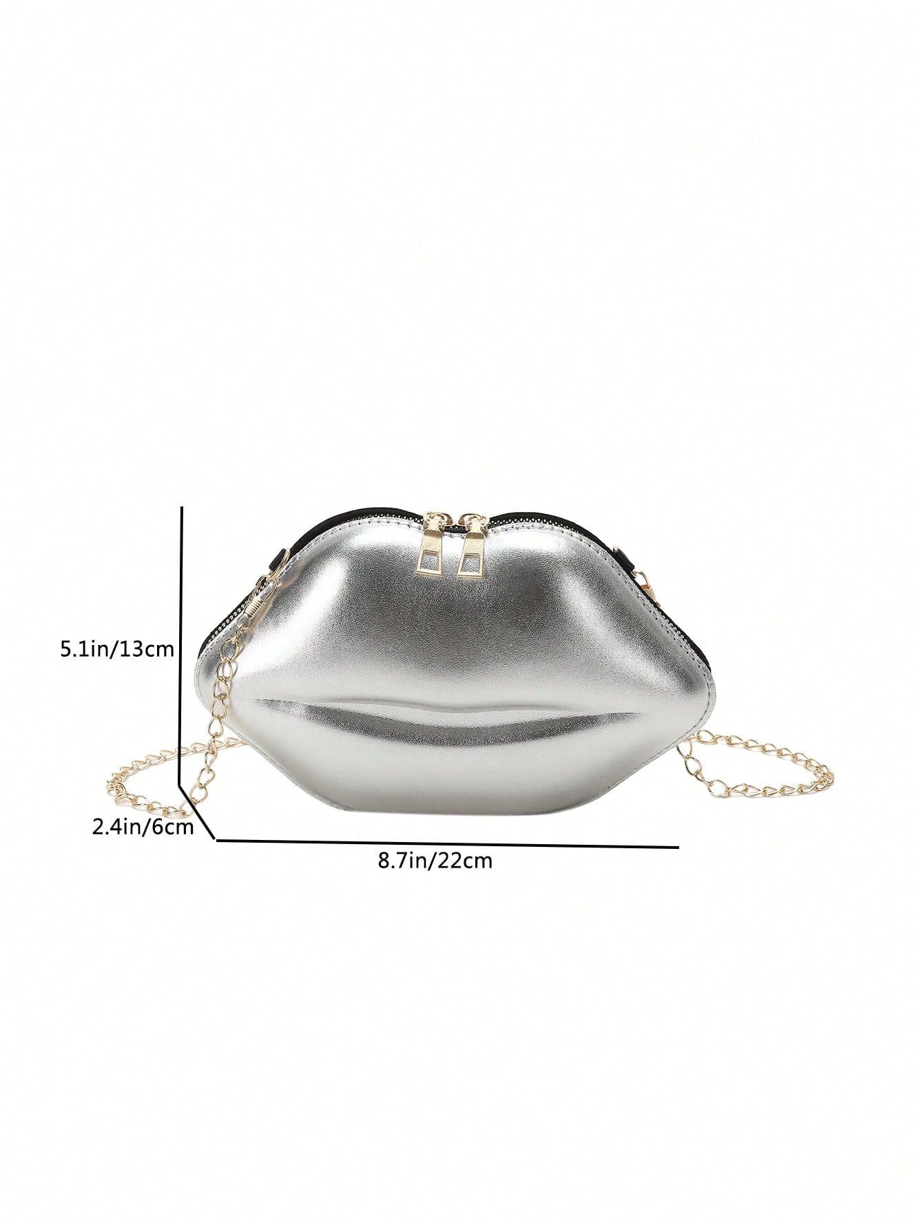 Romantic Laser Lips Shaped Women's Bag, Fashionable Crossbody Bag With Chain Strap - Negative Apparel