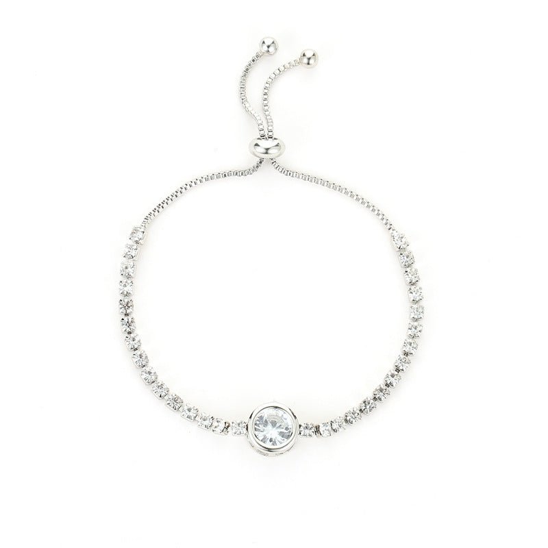 Rose gold heart zircon bracelet versatile high - end female alloy diamond ladies bracelet bracelet jewelry - Negative Apparel