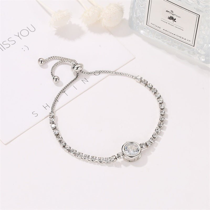 Rose gold heart zircon bracelet versatile high - end female alloy diamond ladies bracelet bracelet jewelry - Negative Apparel