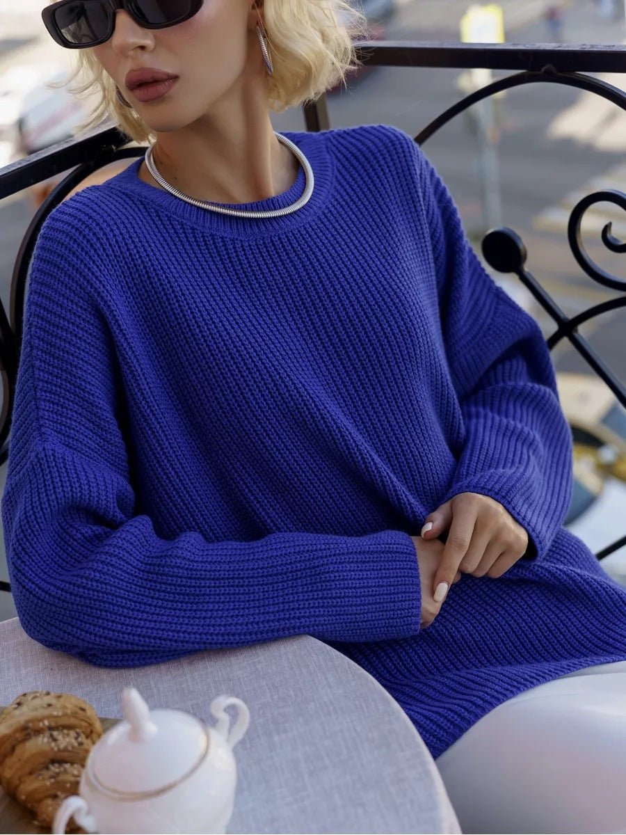 Round neck lantern sleeve knit sweater 2024 new arrivals - Negative Apparel