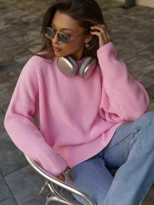 Round neck lantern sleeve knit sweater 2024 new arrivals - Negative Apparel