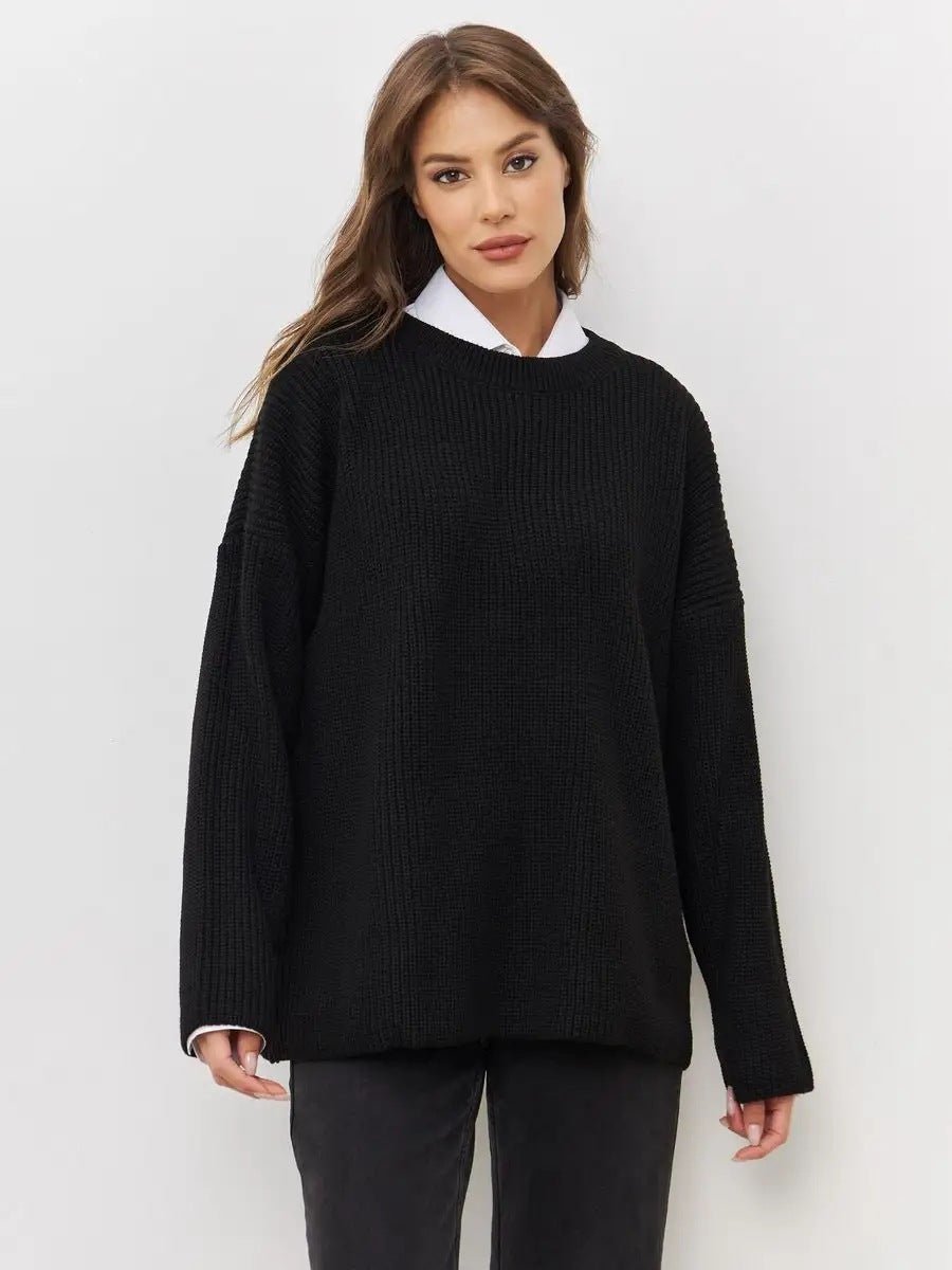 Round neck lantern sleeve knit sweater 2024 new arrivals - Negative Apparel