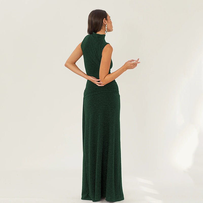 Round Neck Sleeveless Bright silk Fishtail Slim Dress - Negative Apparel