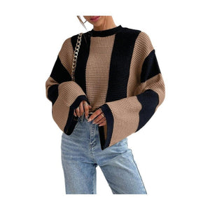 Round Neck Striped Design Niche Sweater - Negative Apparel