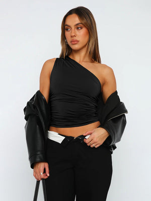 Royal sister style irregular off - shoulder tops for women in summer - Negative Apparel