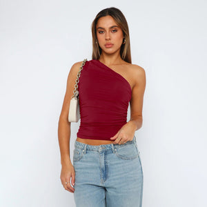 Royal sister style irregular off - shoulder tops for women in summer - Negative Apparel