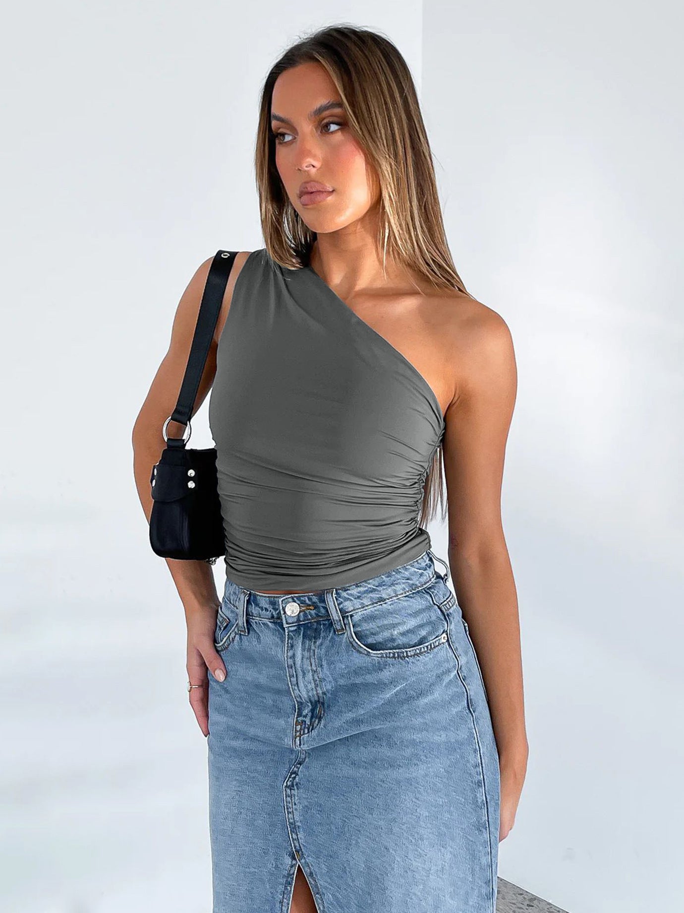 Royal sister style irregular off - shoulder tops for women in summer - Negative Apparel