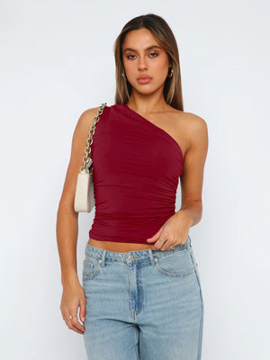 Royal sister style irregular off - shoulder tops for women in summer - Negative Apparel