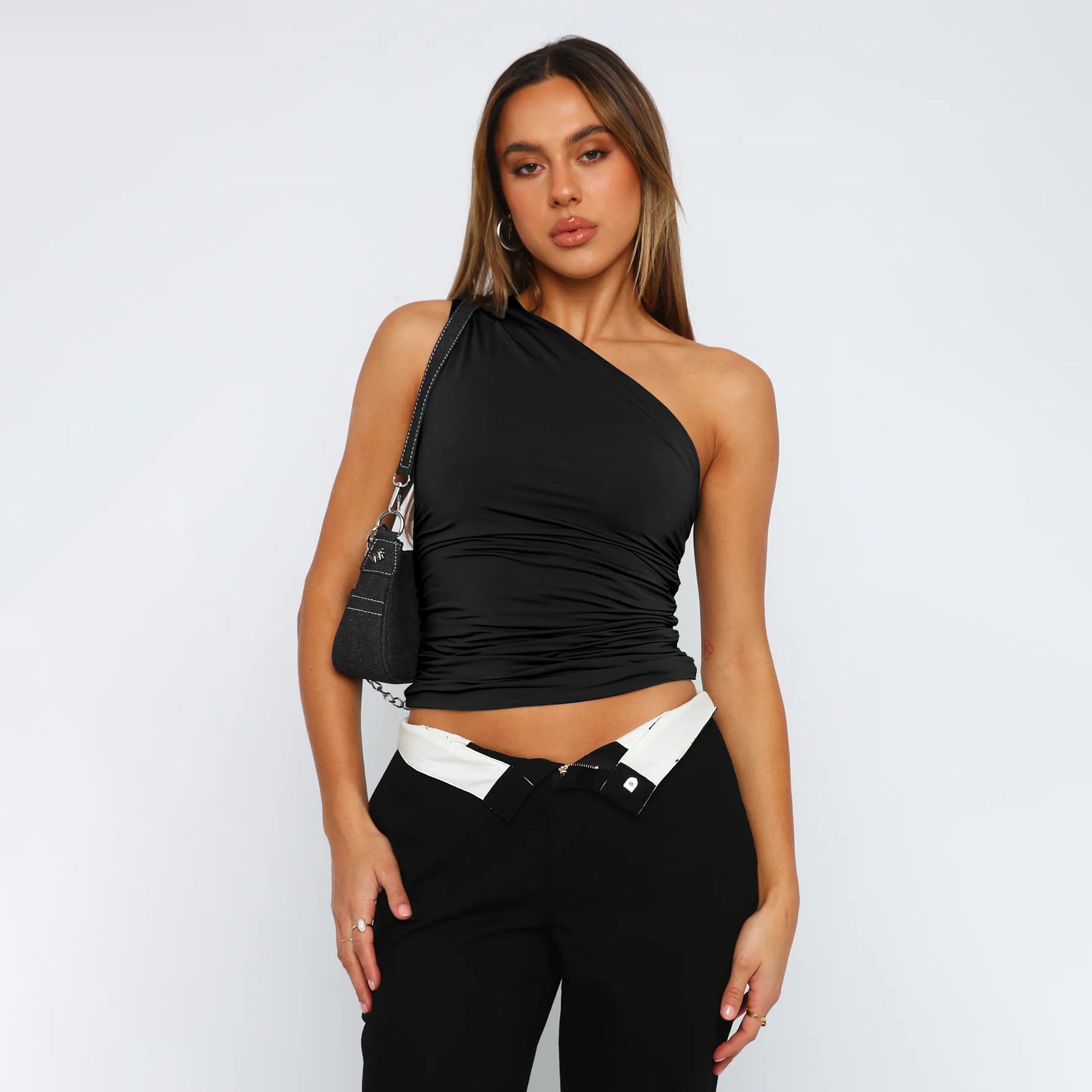 Royal sister style irregular off - shoulder tops for women in summer - Negative Apparel