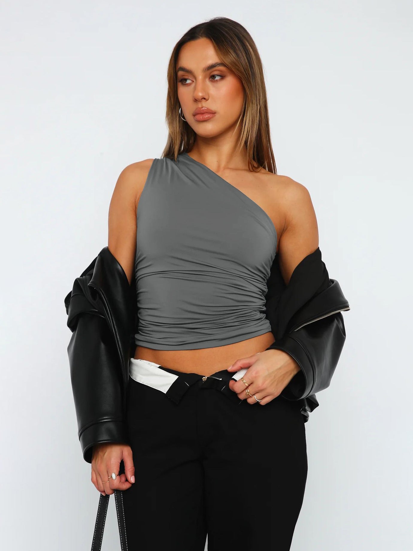 Royal sister style irregular off - shoulder tops for women in summer - Negative Apparel