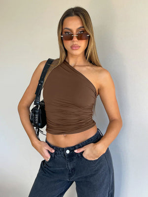 Royal sister style irregular off - shoulder tops for women in summer - Negative Apparel