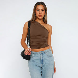 Royal sister style irregular off - shoulder tops for women in summer - Negative Apparel