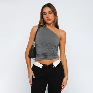 Royal sister style irregular off - shoulder tops for women in summer - Negative Apparel