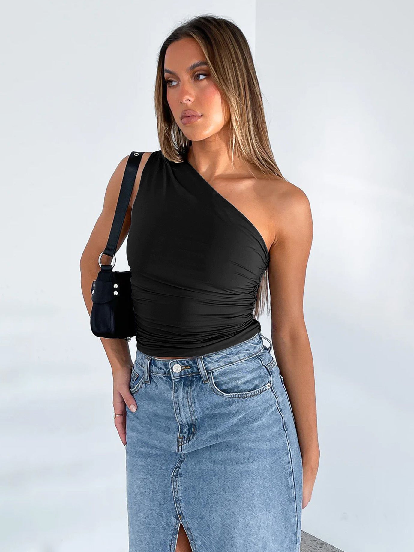 Royal sister style irregular off - shoulder tops for women in summer - Negative Apparel