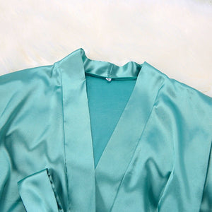 Satin Silk Cardigan Lace - up Nightgown Solid Color - Negative Apparel