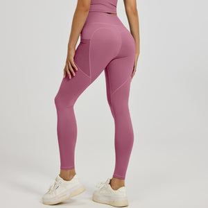 Sculpting Bloom | High - Waist Peach Lift Yoga Leggings - Negative Apparel