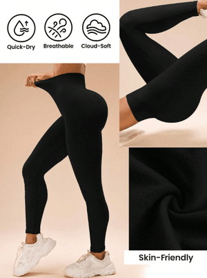 Seamluxe SHEIN Sport Solid High Waist Slim - Fit Leggings, Casual Everyday Wear Yoga Women Pants - Negative Apparel