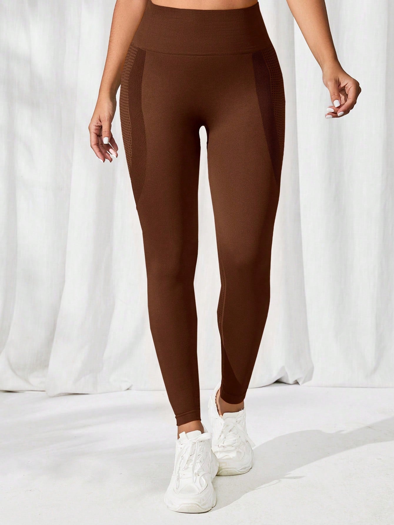 Seamluxe SHEIN Sport Tummy Control Solid Sports Leggings - Negative Apparel