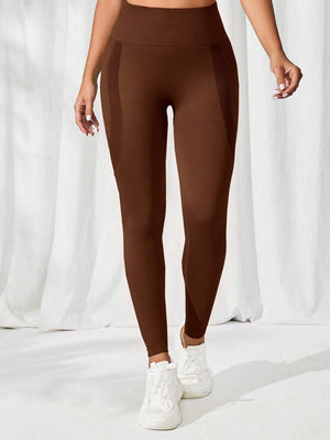 Seamluxe SHEIN Sport Tummy Control Solid Sports Leggings - Negative Apparel