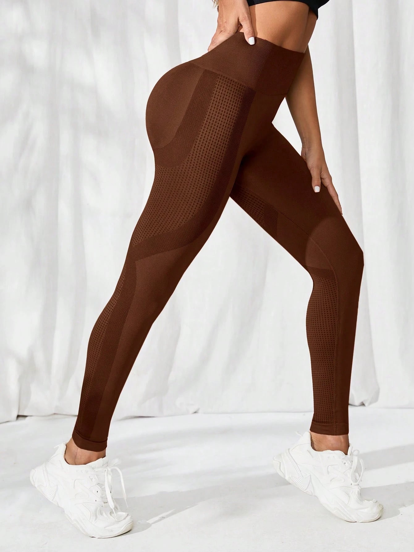 Seamluxe SHEIN Sport Tummy Control Solid Sports Leggings - Negative Apparel