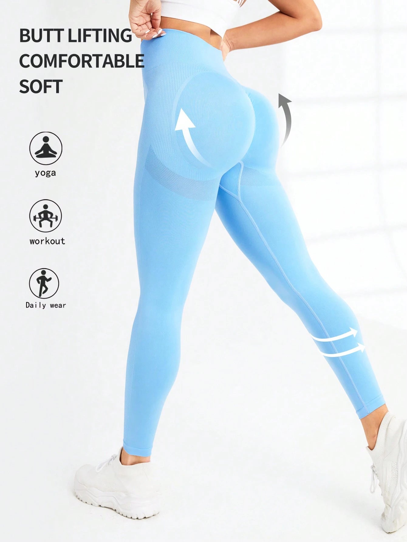Seamluxe SHEIN Sport Wide Waistband Sports Leggings - Negative Apparel