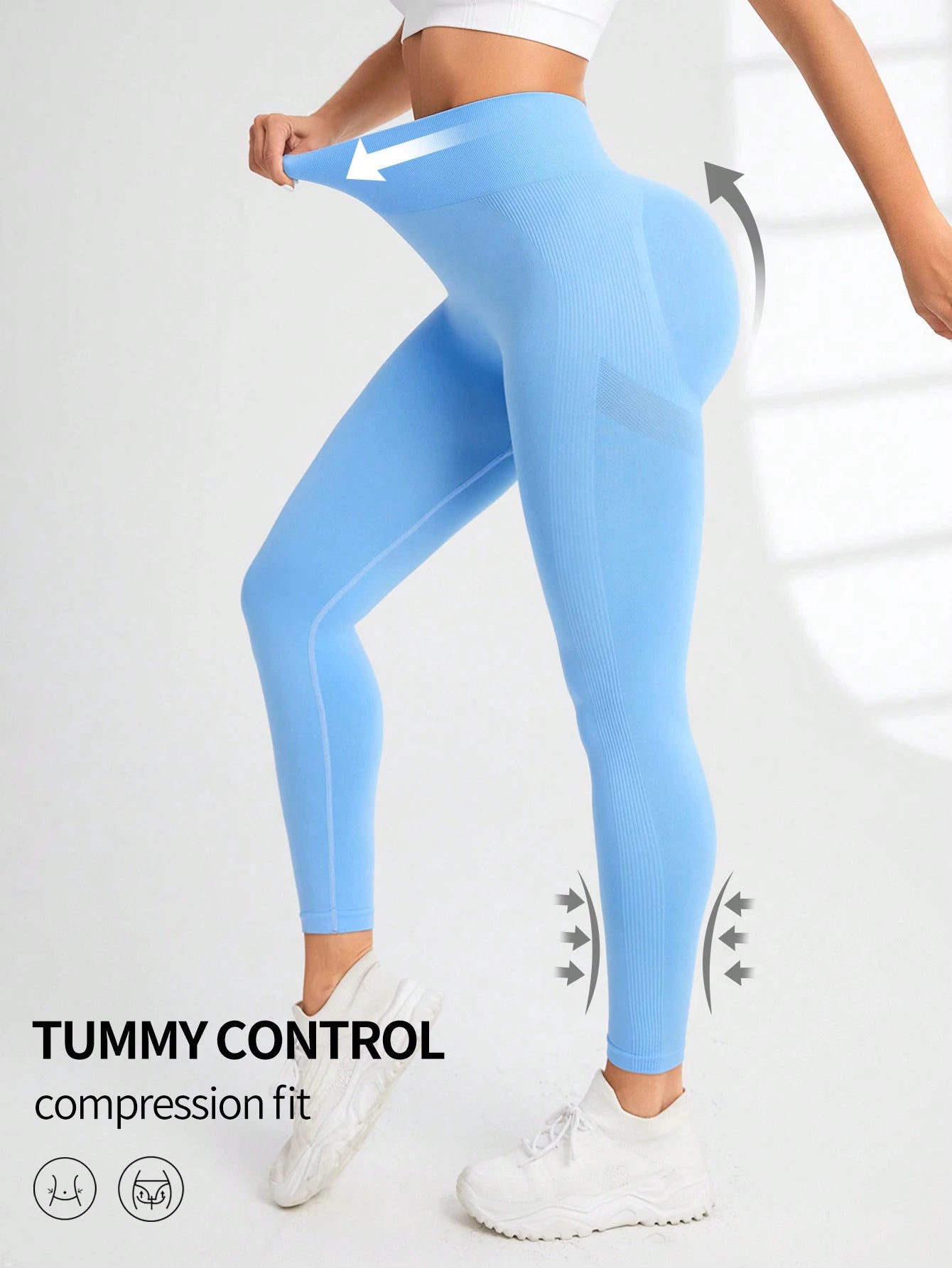 Seamluxe SHEIN Sport Wide Waistband Sports Leggings - Negative Apparel