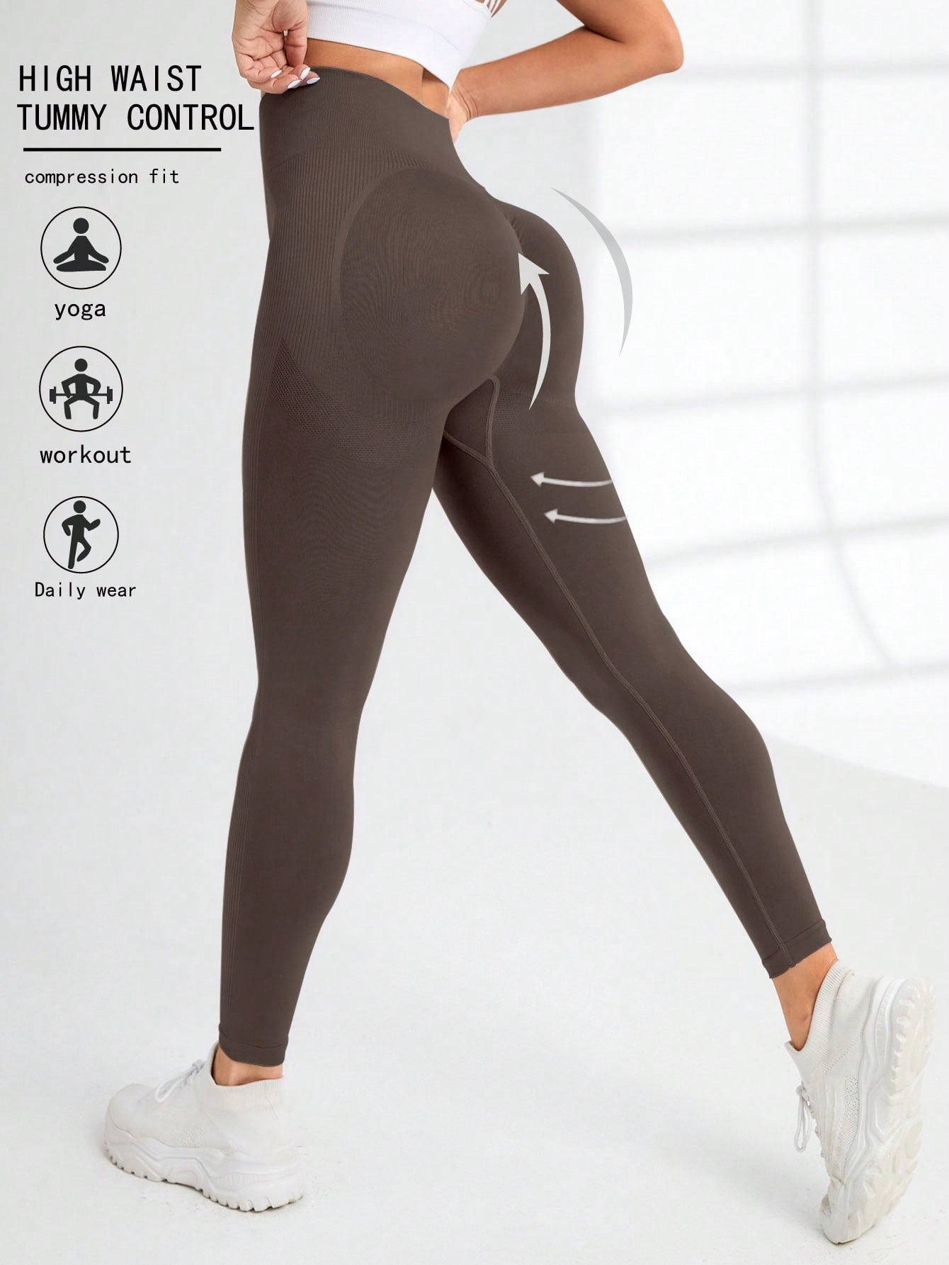 Seamluxe SHEIN Sport Wide Waistband Sports Leggings - Negative Apparel