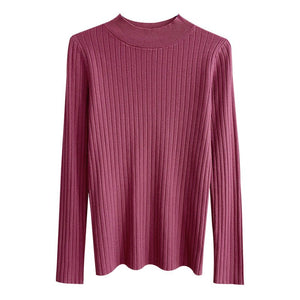 Semi - turtleneck bottoming shirt women's inner thin autumn and winter new foreign style short sweater long - sleeved knitted sweater middle collar top - Negative Apparel