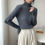 Semi - turtleneck crimped bottoming shirt women's autumn and winter Korean version 2024 new slim - fitting and thin simple - style knitted long - sleeved top - Negative Apparel