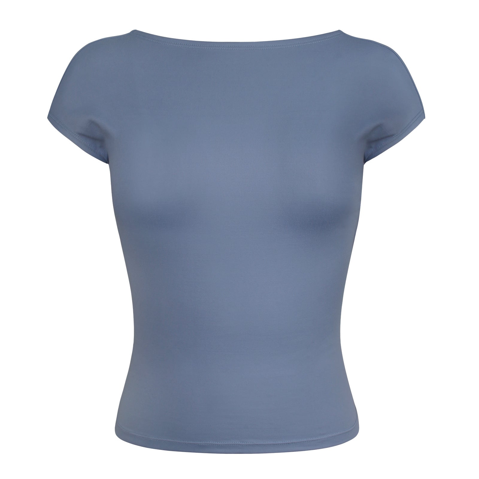 Sexy Backless Slim Fit Short Sleeve Top for Women – Seamless Nylon & Spandex, Streetwear Round Neck Summer Tee - Negative Apparel