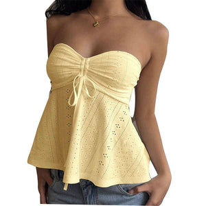sexy hot girl slim tube top 2025 summer holiday style an and n sleeveless jacquard top women's clothing - Negative Apparel