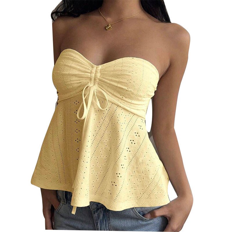 sexy hot girl slim tube top 2025 summer holiday style an and n sleeveless jacquard top women's clothing - Negative Apparel