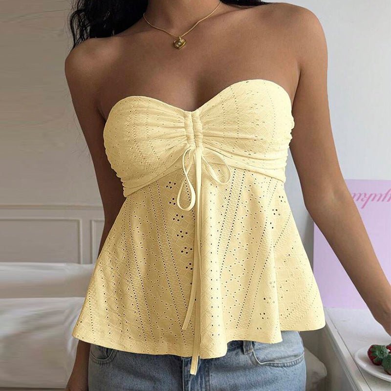 sexy hot girl slim tube top 2025 summer holiday style an and n sleeveless jacquard top women's clothing - Negative Apparel