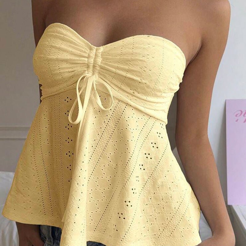 sexy hot girl slim tube top 2025 summer holiday style an and n sleeveless jacquard top women's clothing - Negative Apparel
