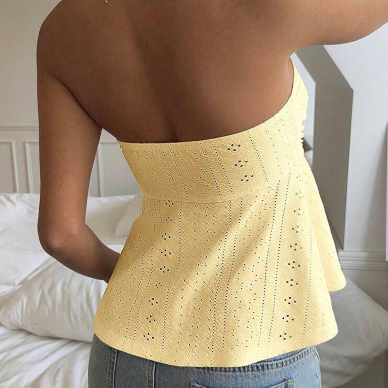 sexy hot girl slim tube top 2025 summer holiday style an and n sleeveless jacquard top women's clothing - Negative Apparel