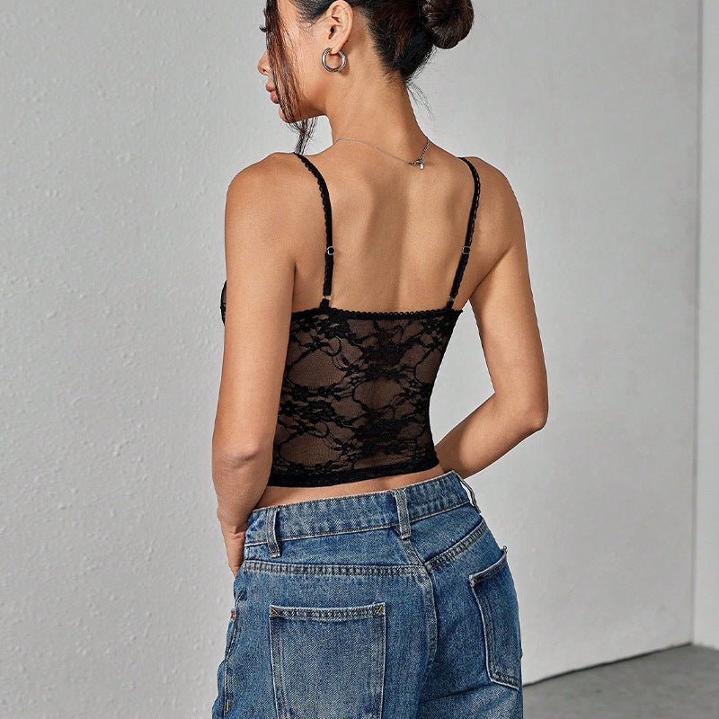 sexy lace shirt 2025 summer an and n beach suspender top hot girl small vest female - Negative Apparel