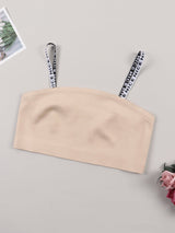 Sexy seamless letter shoulder strap tube top non - slip strip gathered outside wear European and American anti - light beautiful back inner underwear women - Negative Apparel