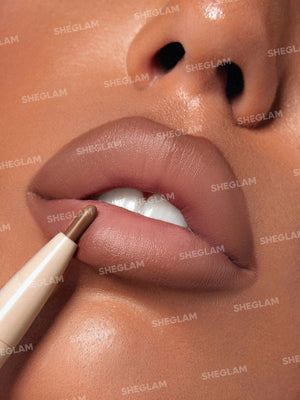 SHEGLAM Glam 101 Lipstick & Liner Duo-Soft Chai 2-In-1 Matte Dual-Ended Lip Liner Lipstick Pencil Highly Pigmented Long Lasting Smooth Easy To Wear Lip Makeup Black Friday Winter Pink Brown Lip Liner - Negative Apparel