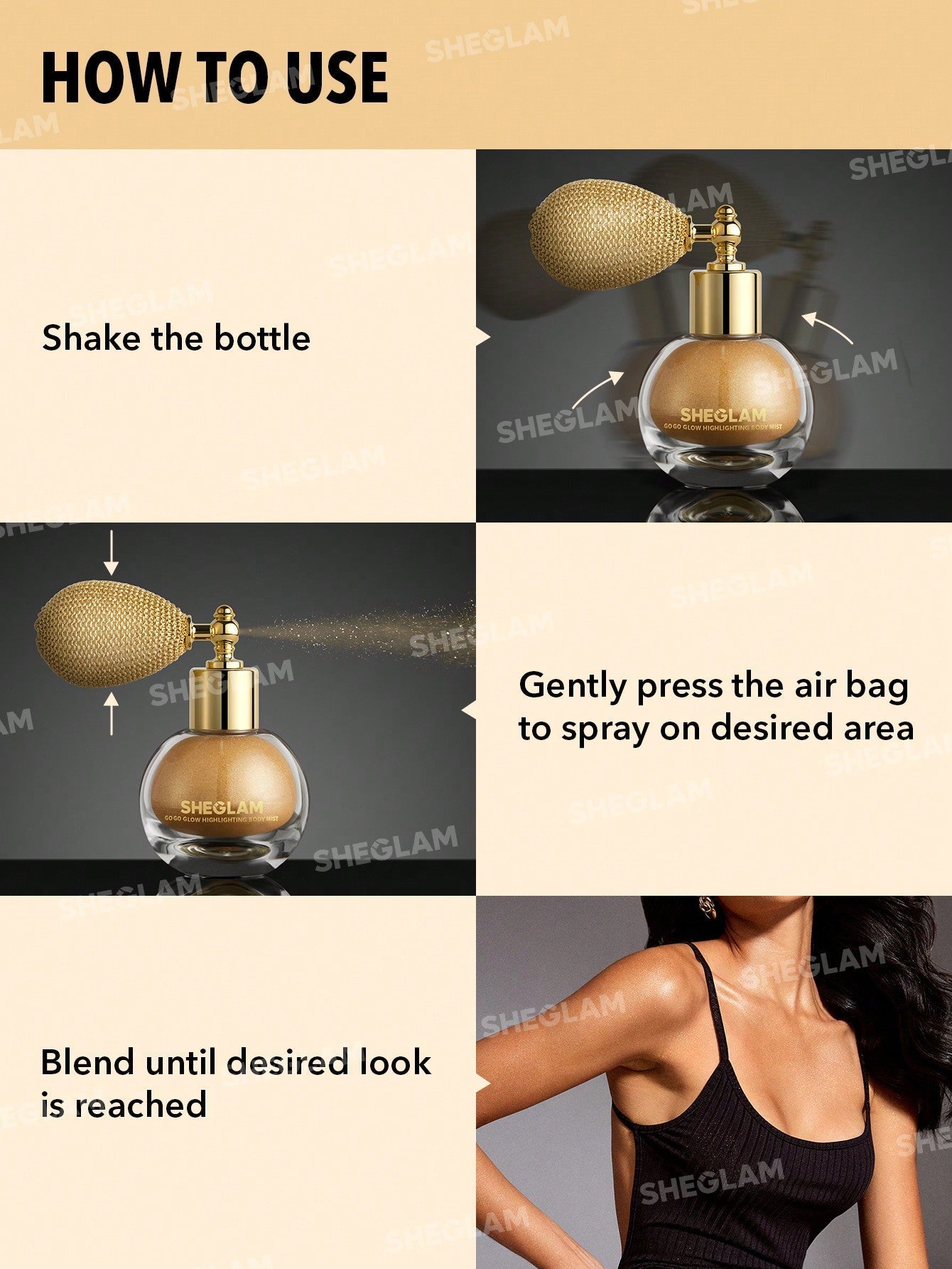 SHEGLAM Go Go Glow Highlighting Body Mist - Negative Apparel