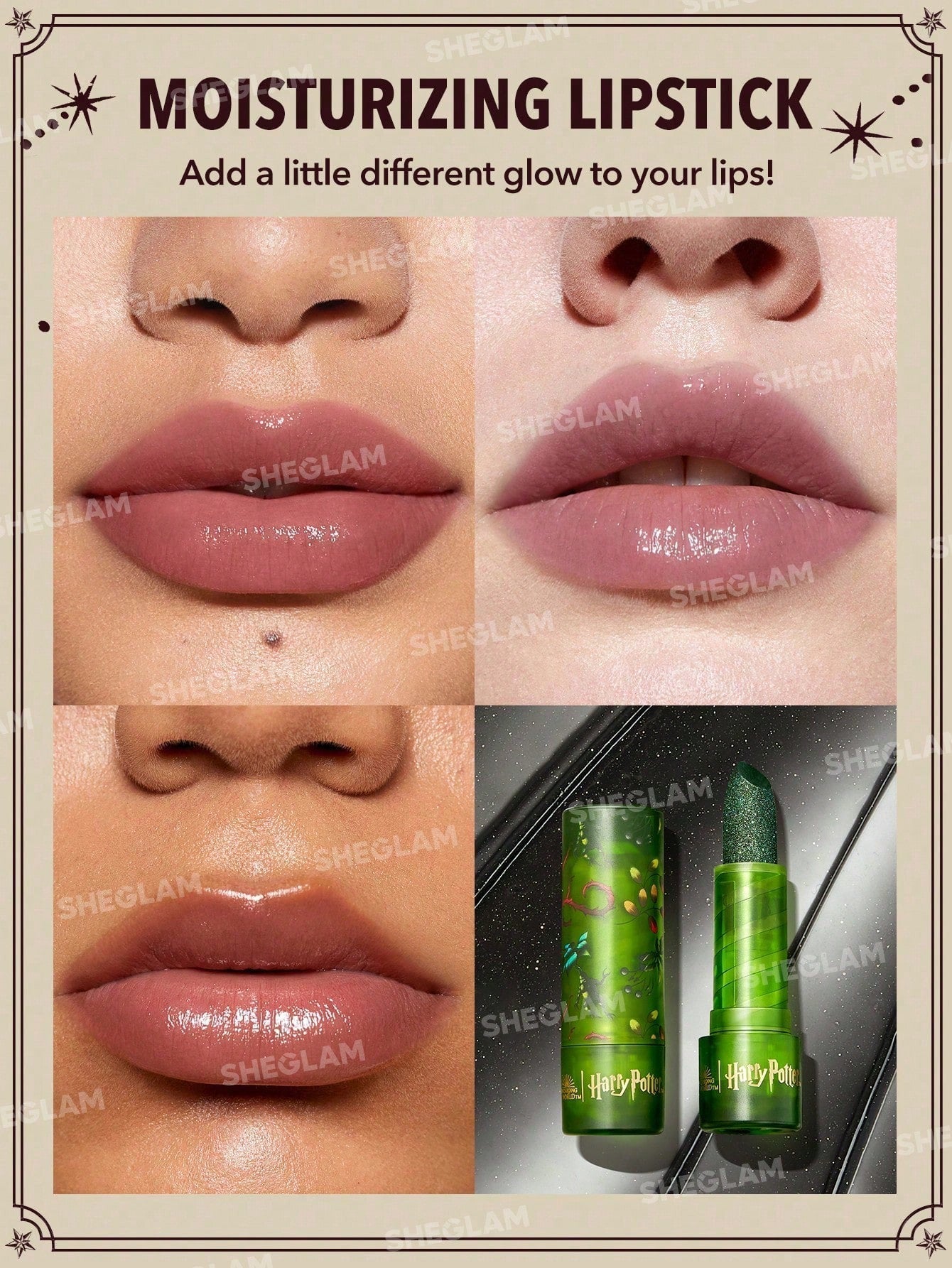SHEGLAM Harry Potter™ Gifted Herbologist Glitter Lipstick Moisterizing Lip Glow Lip Balm Shiny Green Lip Care - Negative Apparel