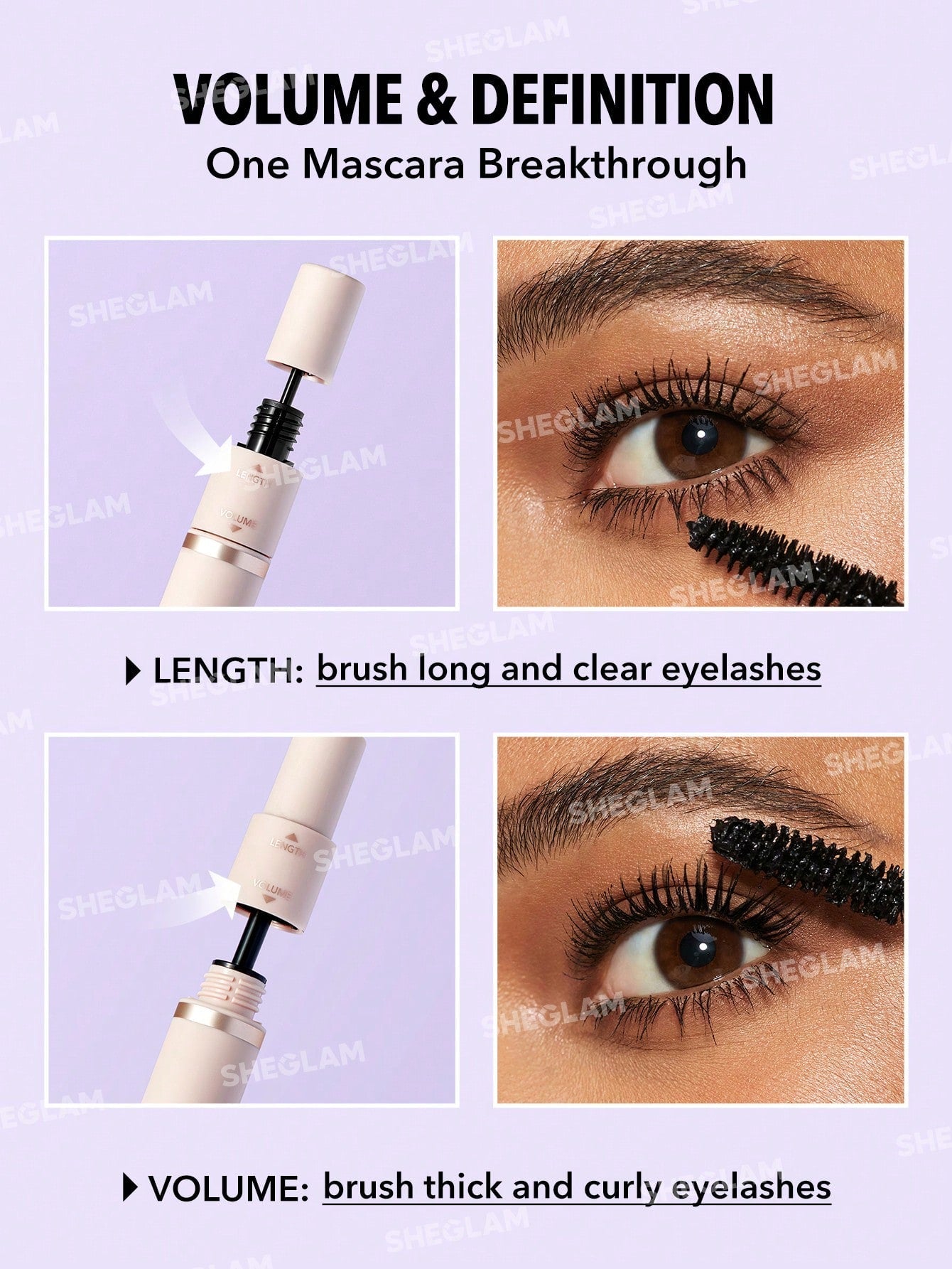 SHEGLAM Lash Besties 2-In-1 Mascara Volumizing Double Head Brush Easy To Remove No Smudge - Negative Apparel