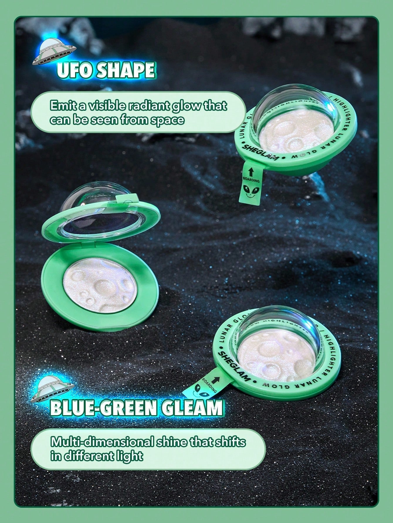 SHEGLAM Lunar Glow Highlighter Multi-Dimensional Shine Highlighter - Negative Apparel