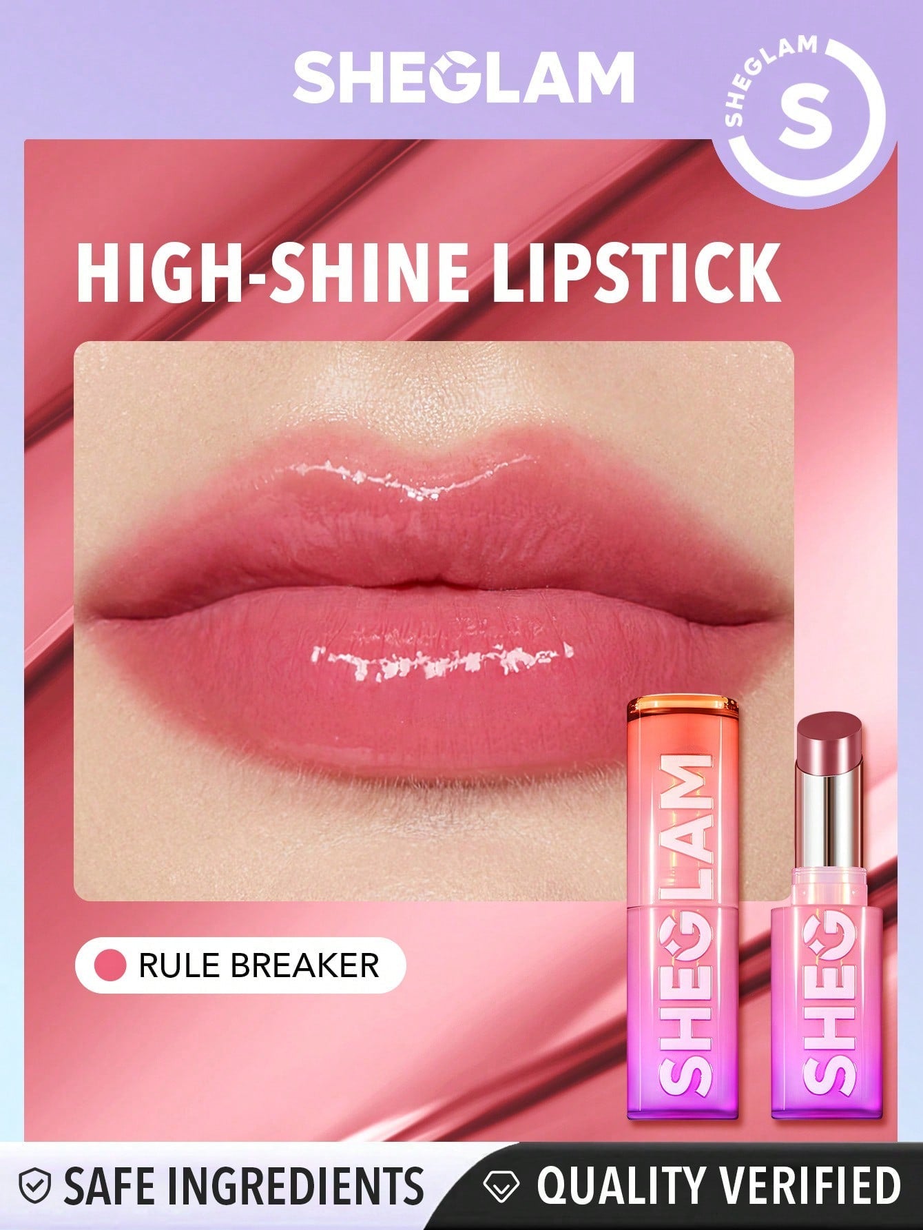 SHEGLAM Mirror Kiss High - Shine Lipstick - High Gloss Shine Glitter Lipstick - Negative Apparel