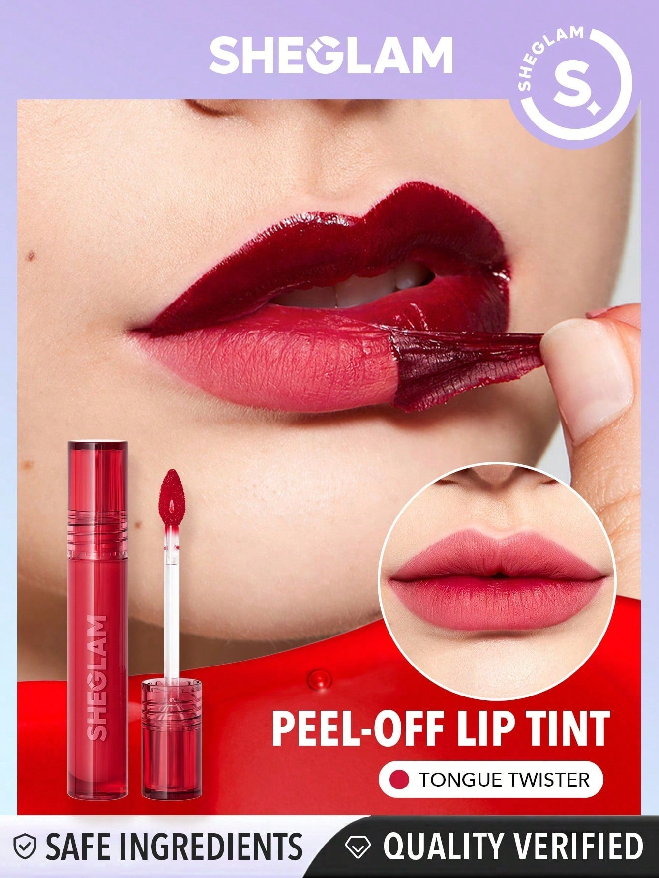 SHEGLAM Peel Talk Lip Tint-Tongue Twister Long-Lasting Waterproof Liquid Lipstick Peel Off Lip Stain High Pigment Tattoo Tint Black Friday Sale Gift Lip Tint - Negative Apparel