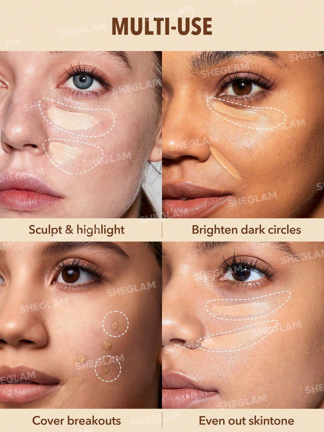 SHEGLAM Perfect Skin High Coverage Concealer - Negative Apparel